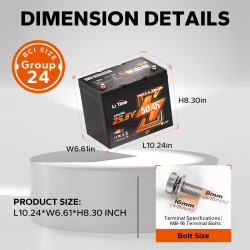 LiTime 24V 50Ah LiFePO4 Bluetooth – Do Łodzi, Silników Elektrycznych, Ochrona Low-Temp