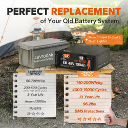 LiFePO4 Bateria 48V 100Ah LiTime | Wysoka Gęstość Energii, Certyfikaty UL, Szybkie Ładowanie