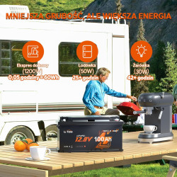 Akumulator LiTime 12V 100Ah H190 Bluetooth L12V100-100-H190-BT-4-AC150