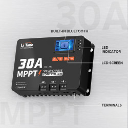 Regulator solarny MPPT LiTime 30A 12V/24V automatyczny z Bluetooth 24V30A-MPPT-BT-B