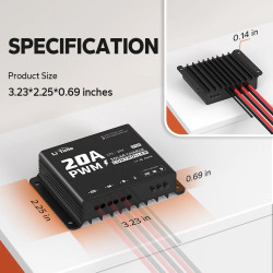 Regulator solarny PWM 20A 12V/24V automatyczny z modułem BlueTooth IP68